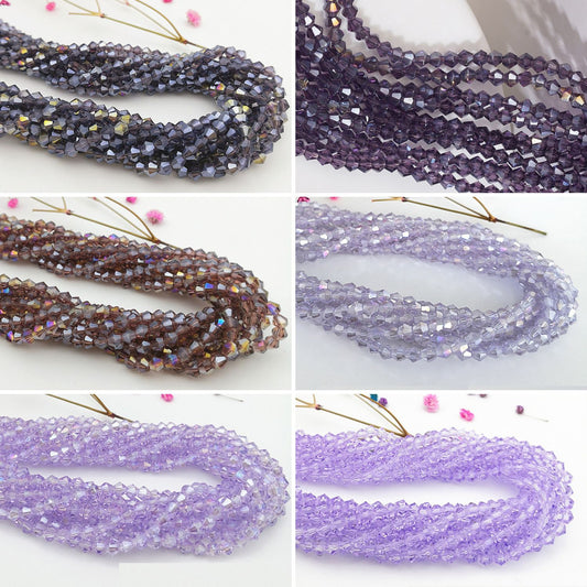 4mm Bicone Crystal Beads - Purple Family