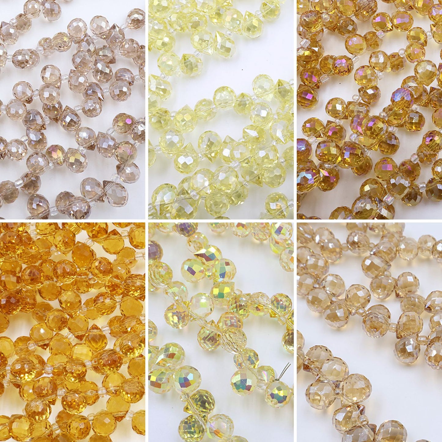 8MM Teardrop Faceted Beads - Yellow Family