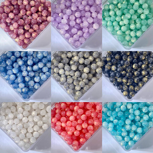 10MM Gilded Resin Beads- Oil-Painted Hues