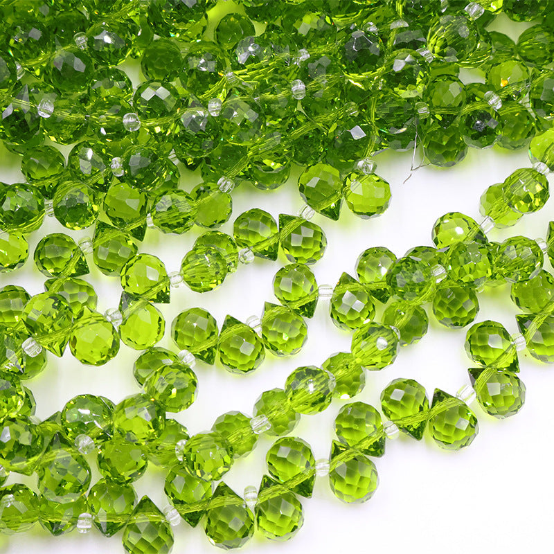 8MM Teardrop Faceted Beads - Green & Red Family