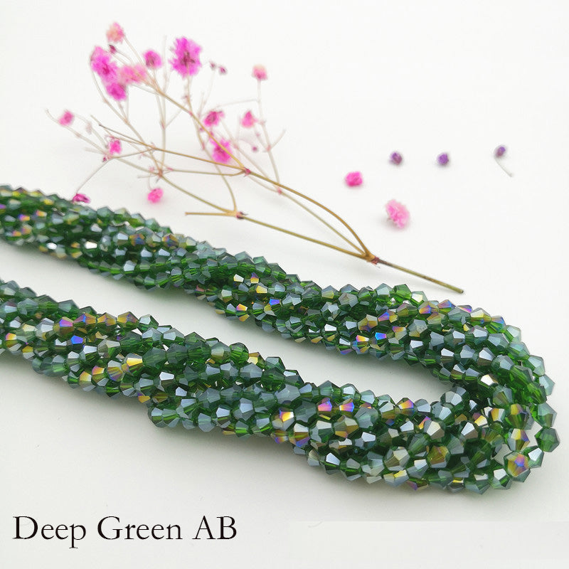 4mm Bicone Crystal Beads - Green Family