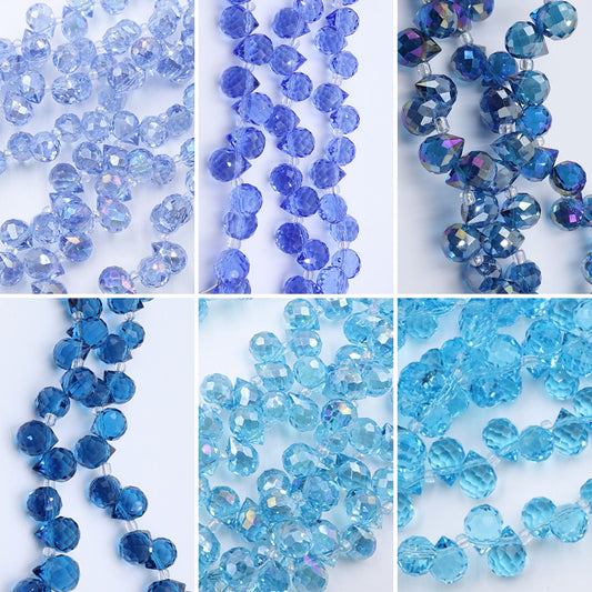 8MM Teardrop Faceted Beads - Blue Family