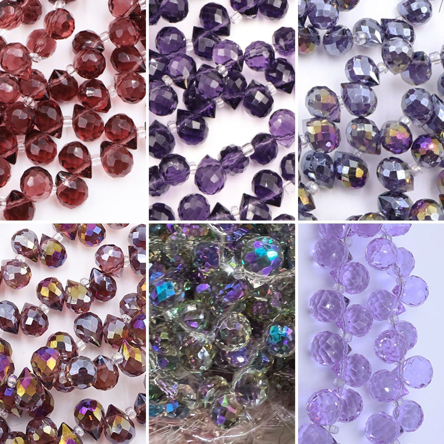 8MM Teardrop Faceted Beads - Purple Family