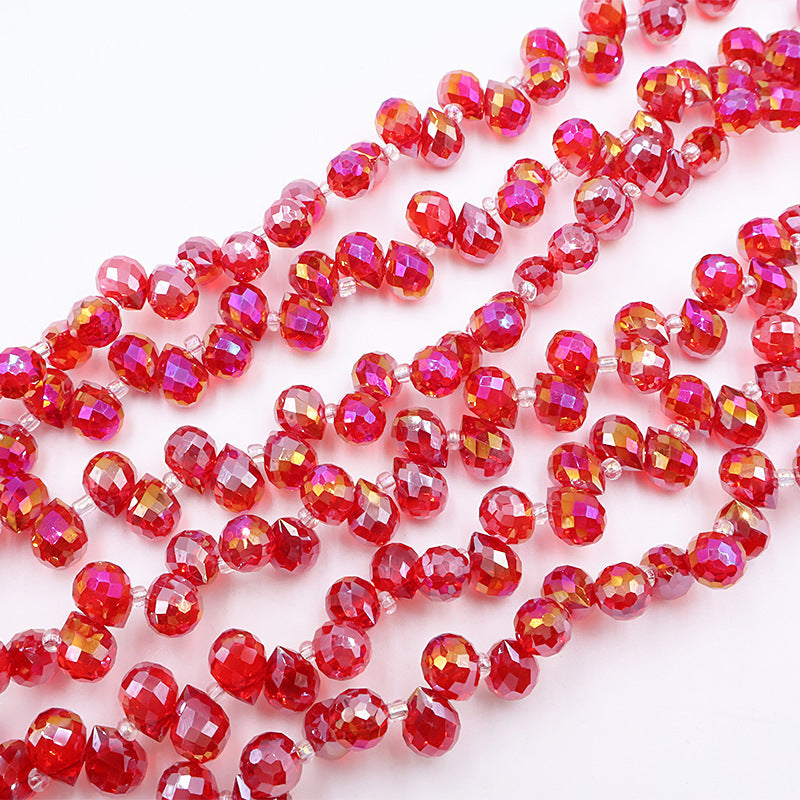 8MM Teardrop Faceted Beads - Green & Red Family