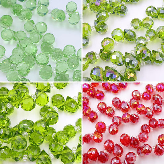 8MM Teardrop Faceted Beads - Green & Red Family