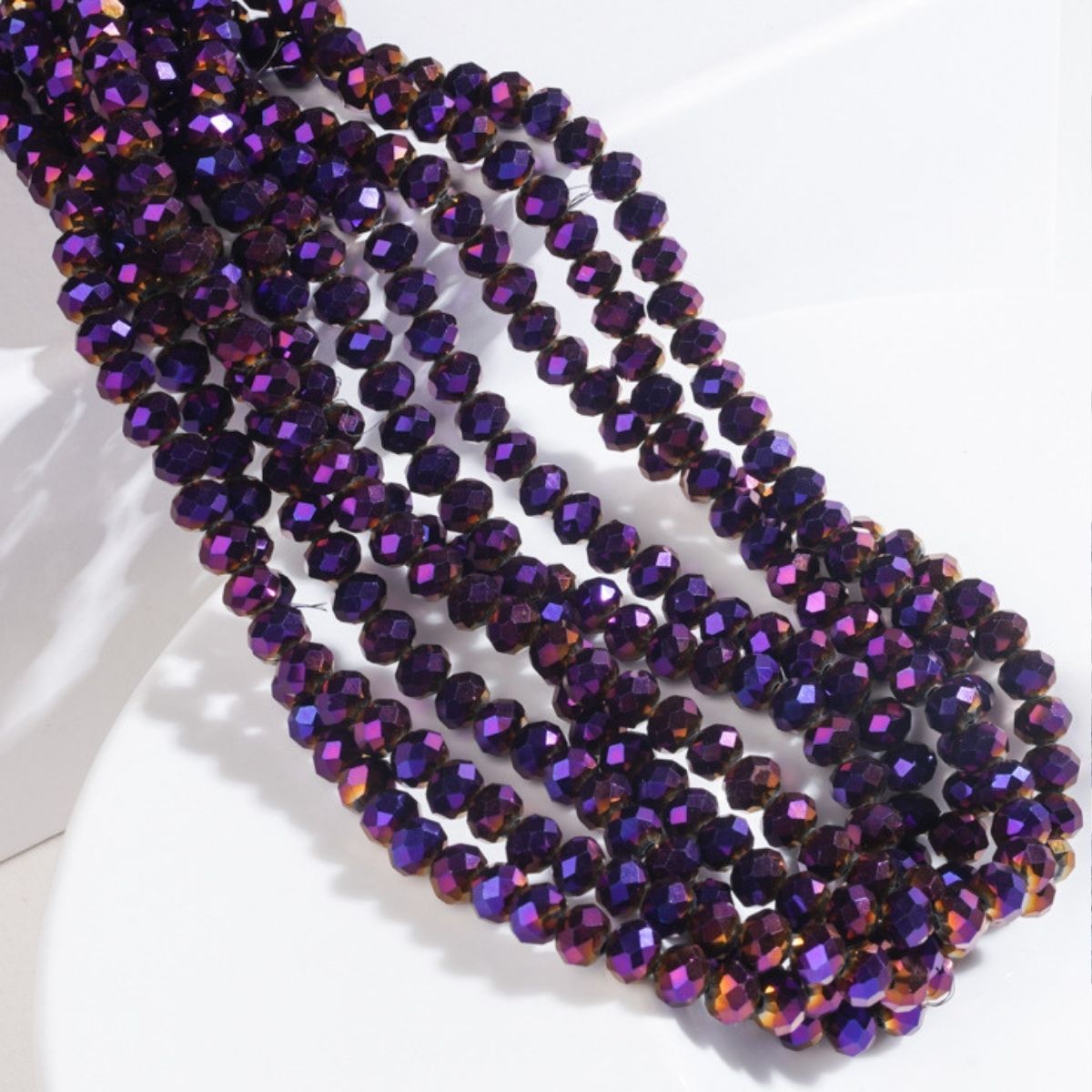 10 Strands 4/6/8mm Rondelles Briolette Beads - Plated Glow Series