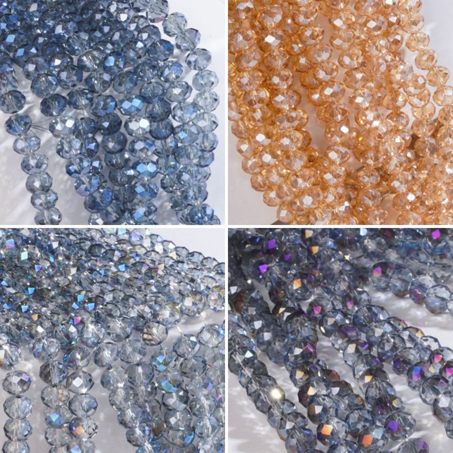 10 Strands 4/6/8mm Rondelles Briolette Beads - High Quality Glow Series