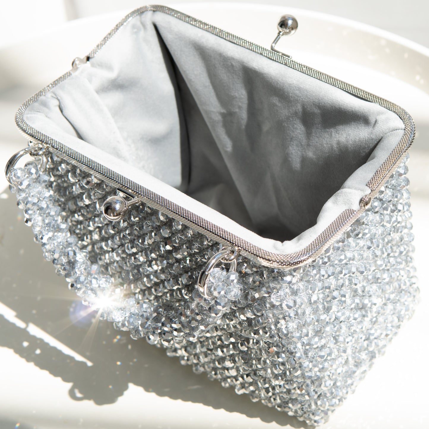 Clutch Bag, Half Crystal & Silver