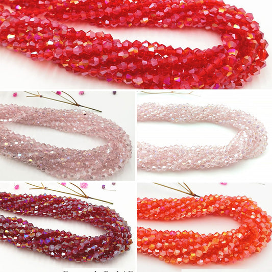 4mm Bicone Crystal Beads - Red Family