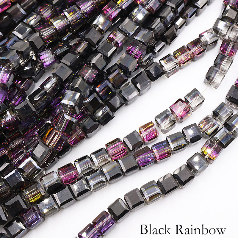 8mm Cube Crystal Beads - Half Crystal AB Series