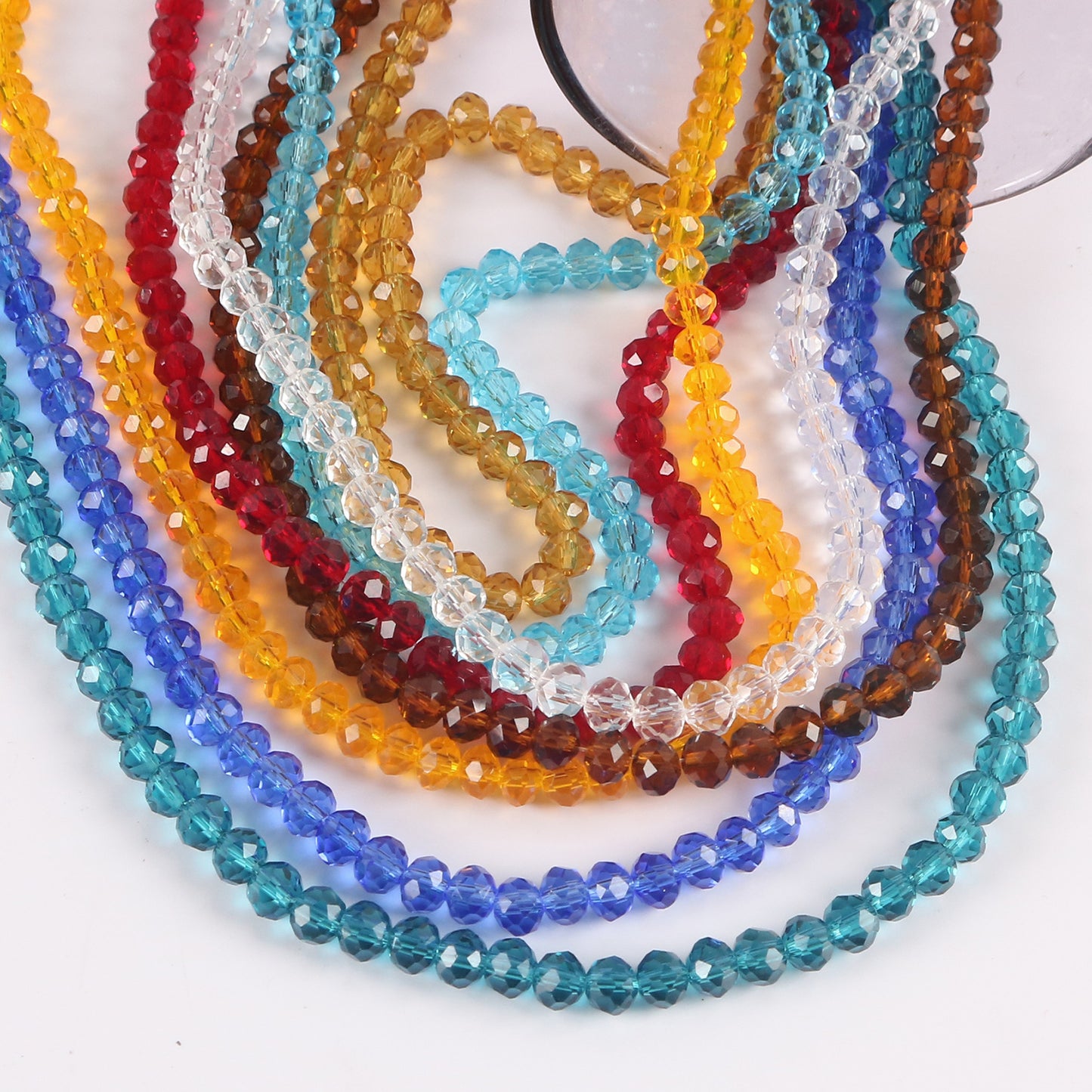 10 Strands 4/6/8mm Rondelles Briolette Beads - Transparent Crystal AB Series