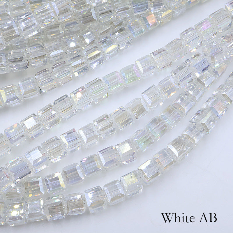 8mm Cube Crystal Beads - Half Crystal AB Series