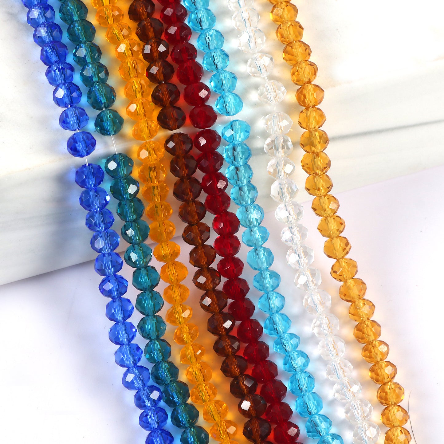 10 Strands 4/6/8mm Rondelles Briolette Beads - Transparent Crystal AB Series