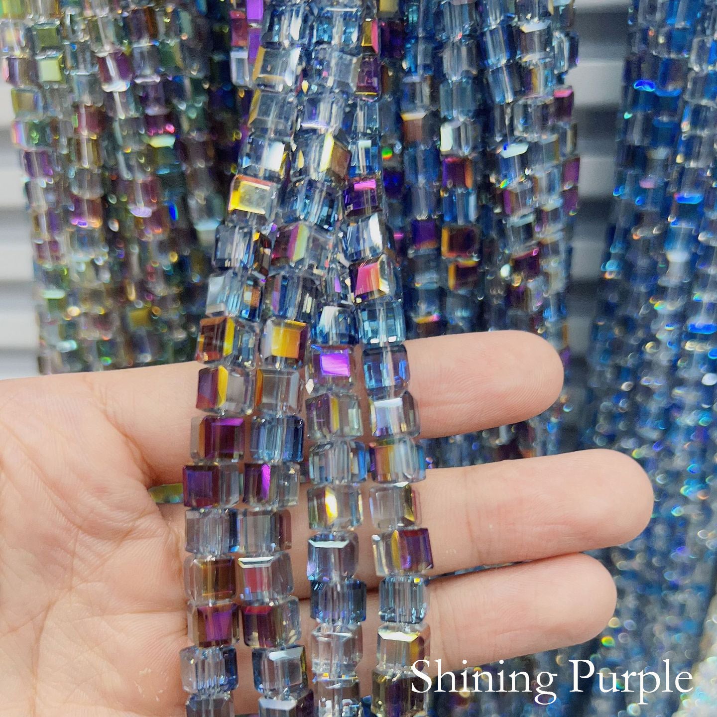 8mm Cube Crystal Beads - Half Crystal AB Series