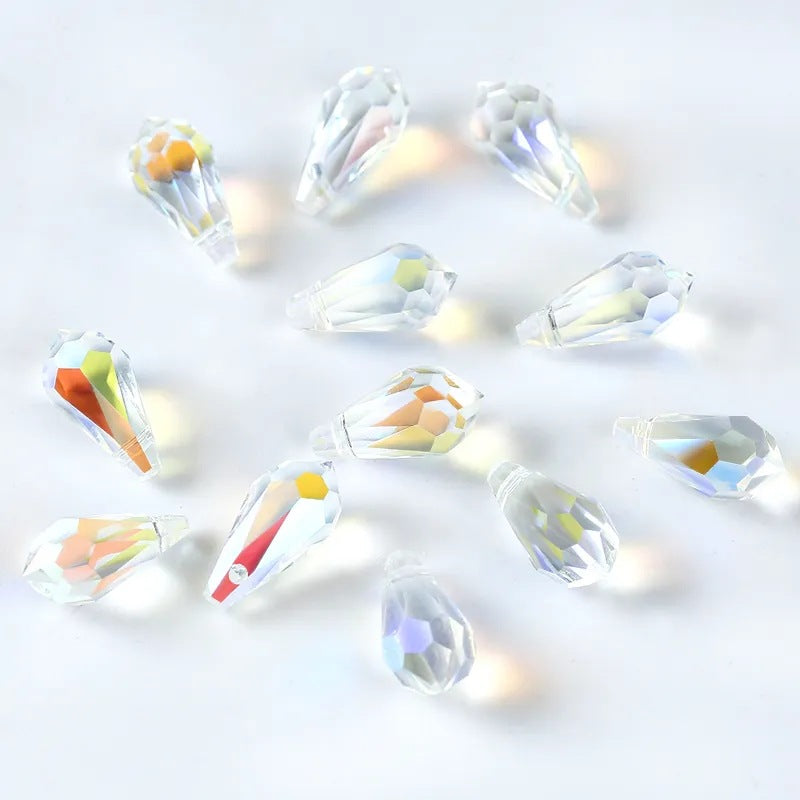 11MM Teardrop Crystal AB Faceted Beads