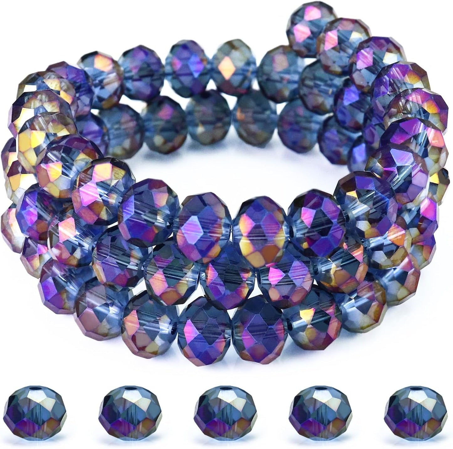 10 Strands 4/6/8mm Rondelles Briolette Beads - Colorful Crystal Series