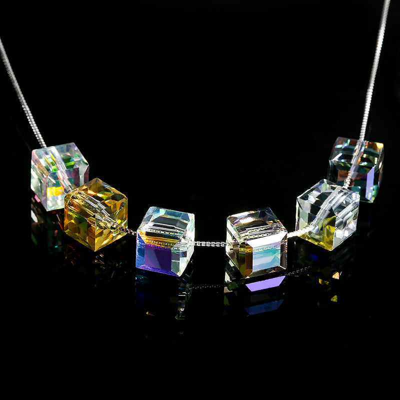 8mm Cube Crystal Beads - Half Crystal AB Series