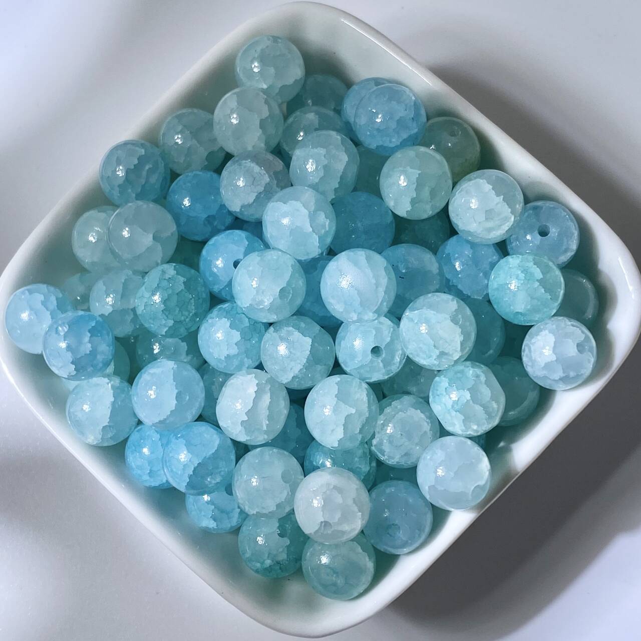 10mm Jade Crackle Glass Beads