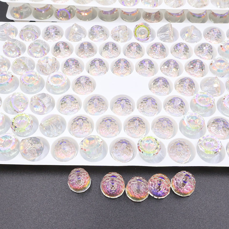 10pcs 8mm Bell-Shaped Iridescent Beads - Candy Color Series