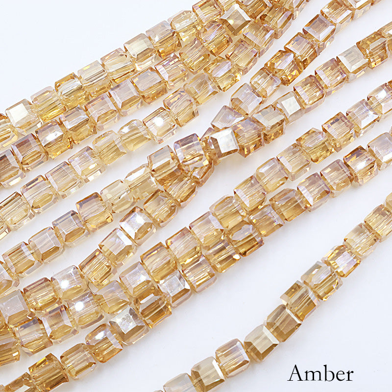 8mm Cube Crystal Beads - Half Crystal AB Series