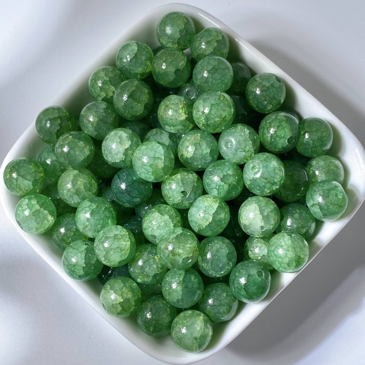 10mm Jade Crackle Glass Beads