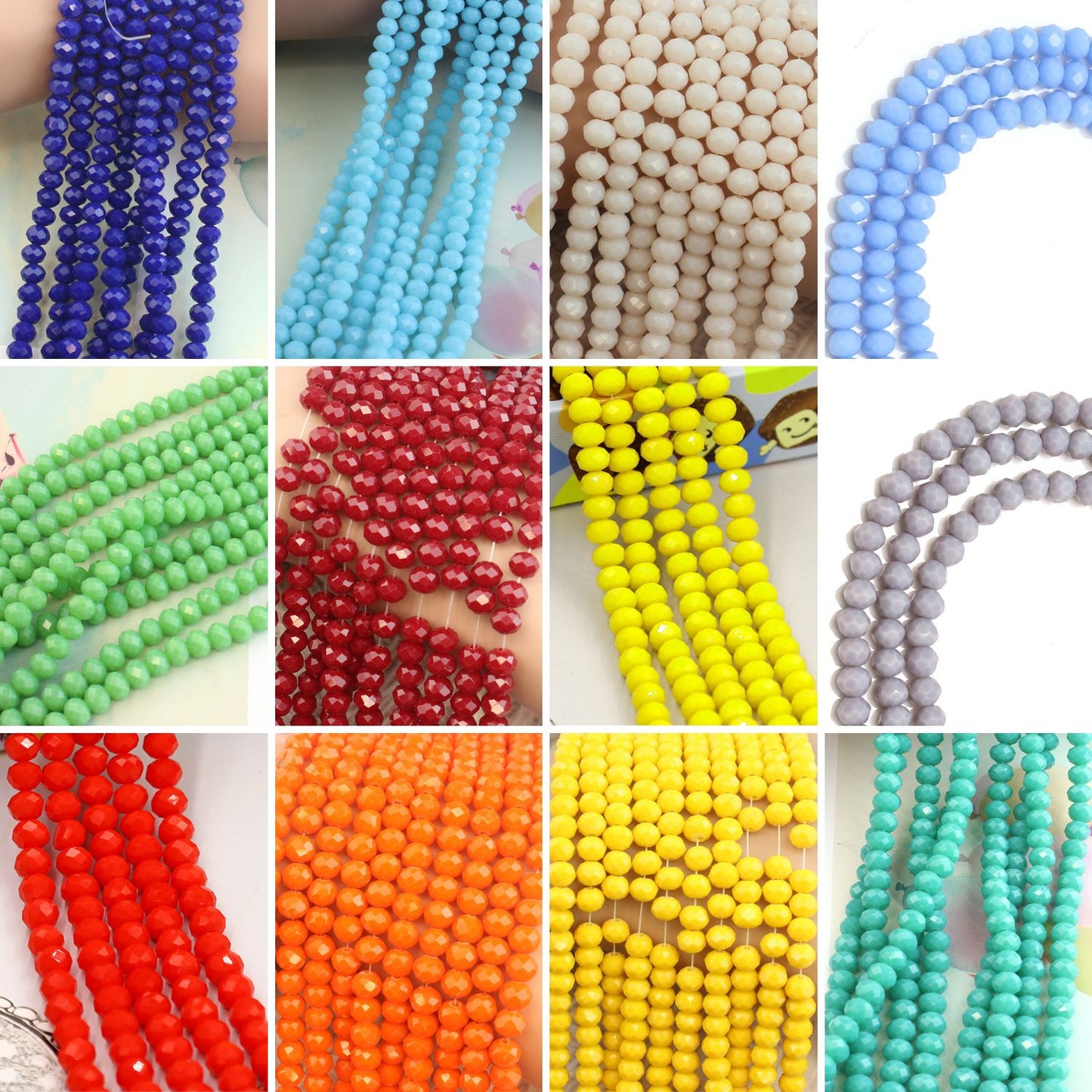 10 Strands 4/6/8mm Rondelles Briolette Beads - Porcelain Effect Series