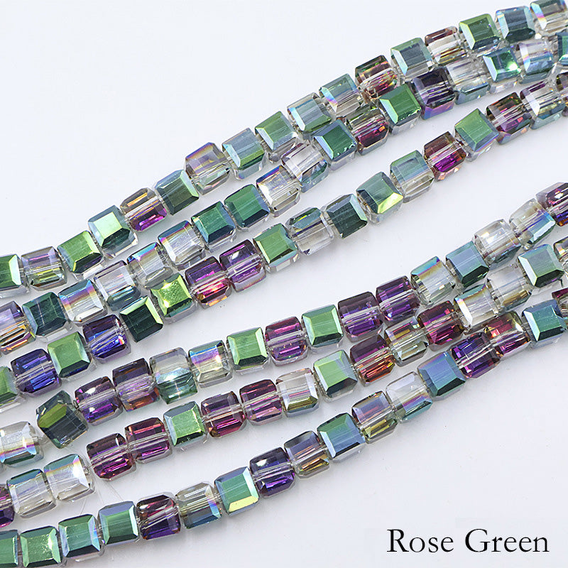 8mm Cube Crystal Beads - Half Crystal AB Series