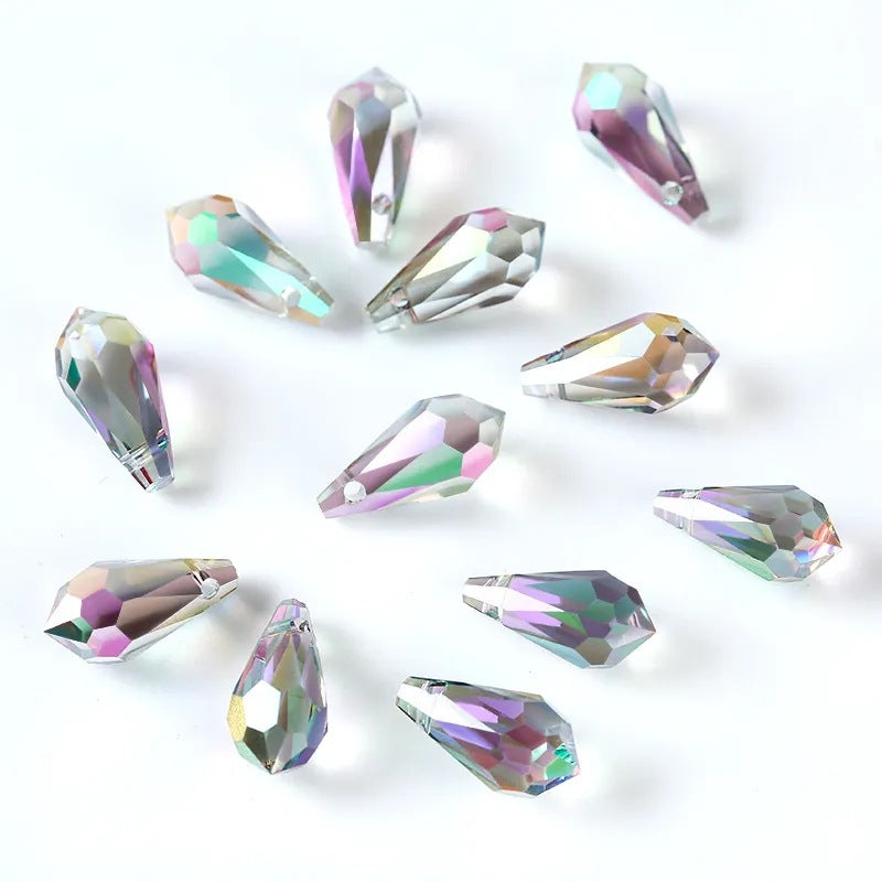 11MM Teardrop Crystal AB Faceted Beads