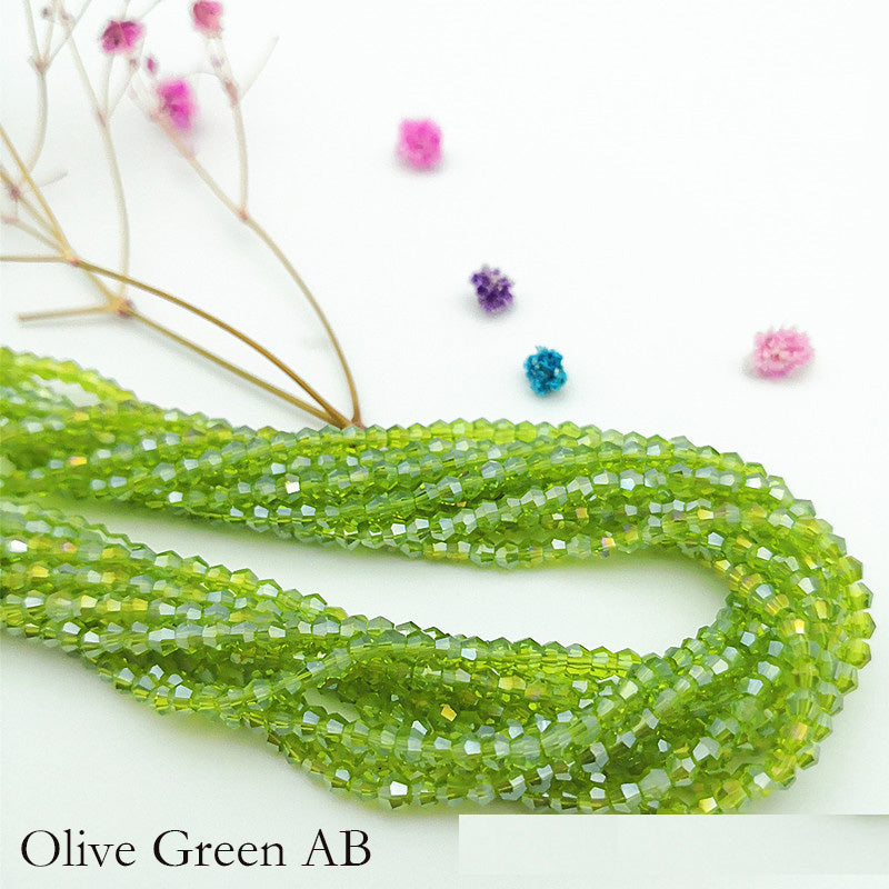 4mm Bicone Crystal Beads - Green Family