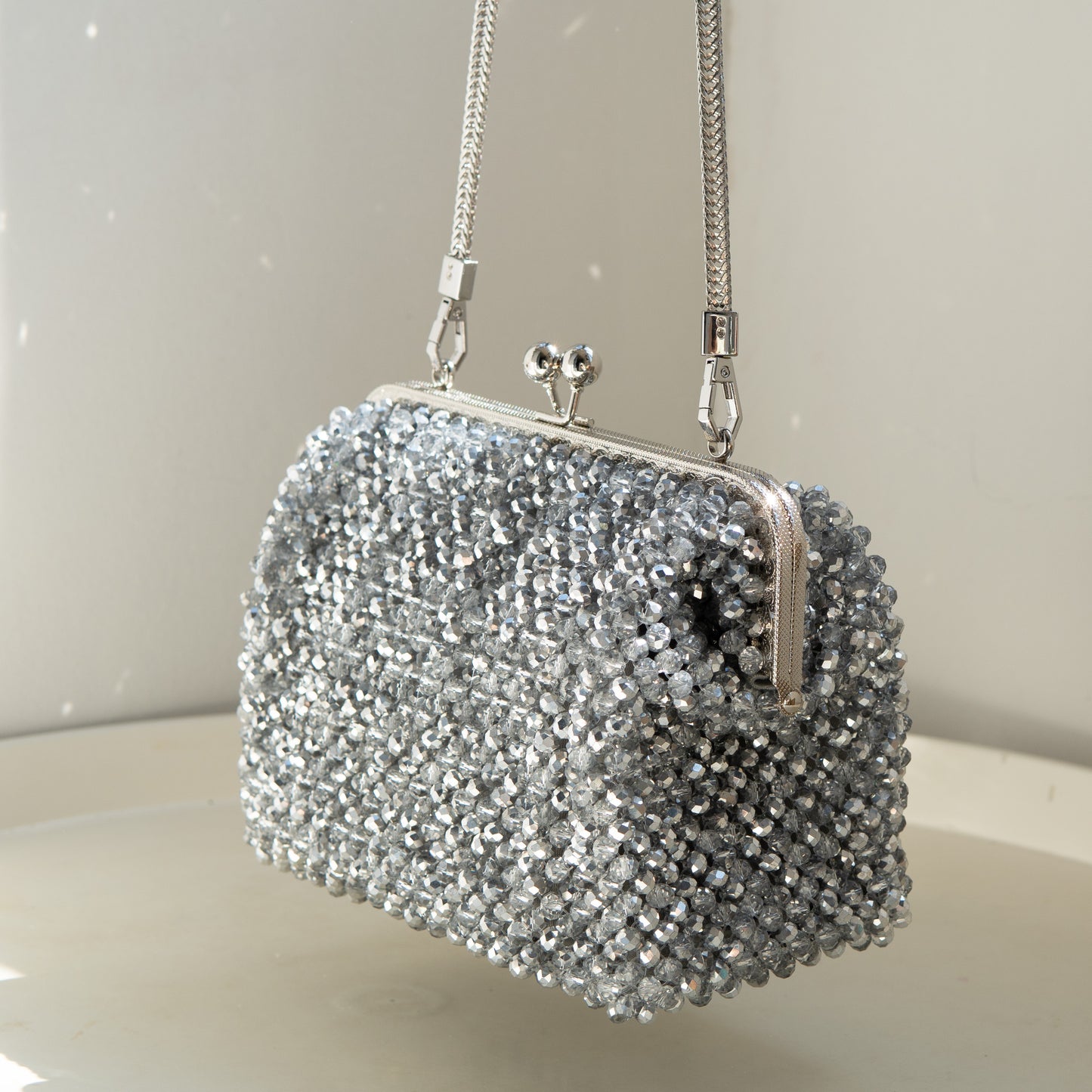 Clutch Bag, Half Crystal & Silver