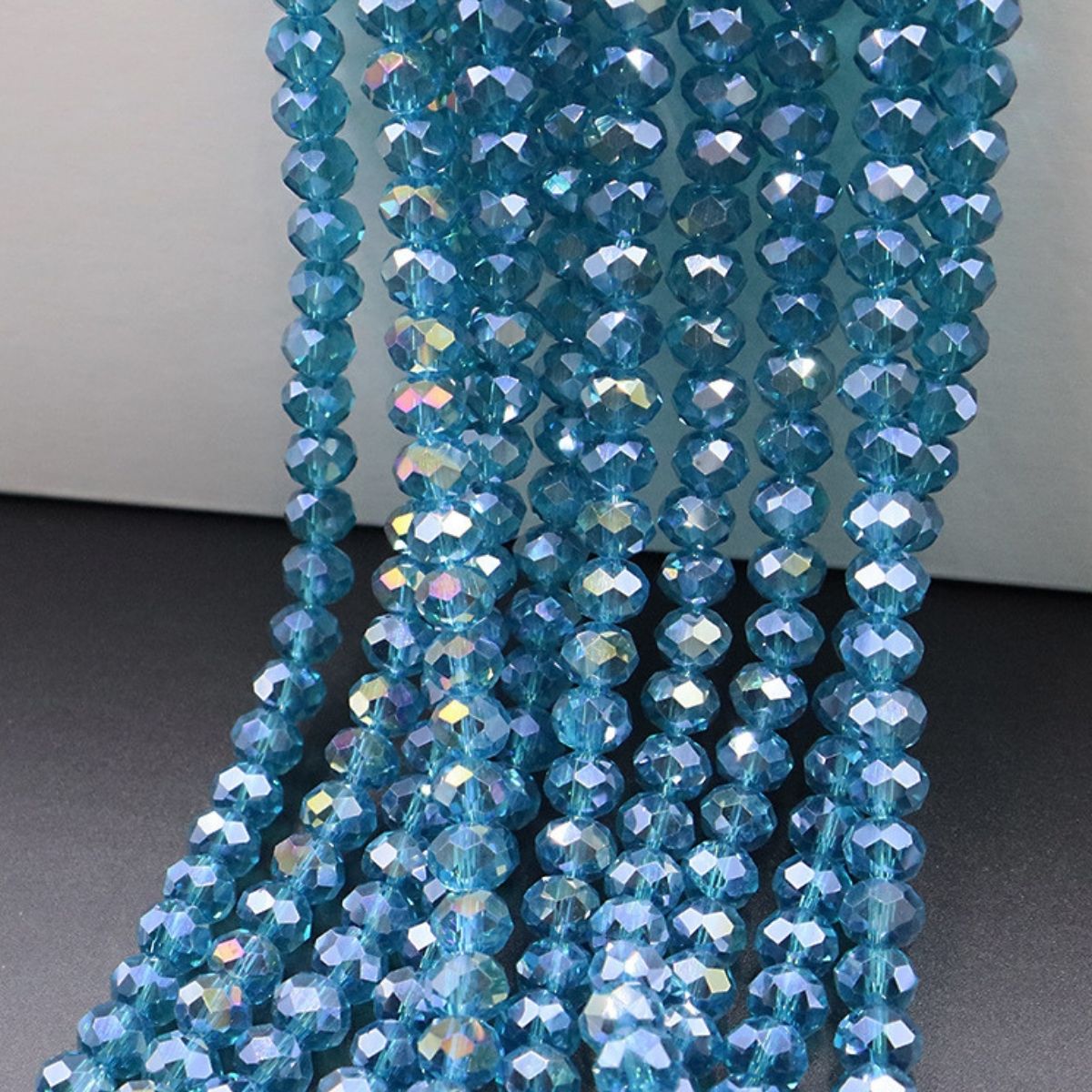 10 Strands 4/6/8mm Rondelles Briolette Beads - Transparent Crystal AB Series