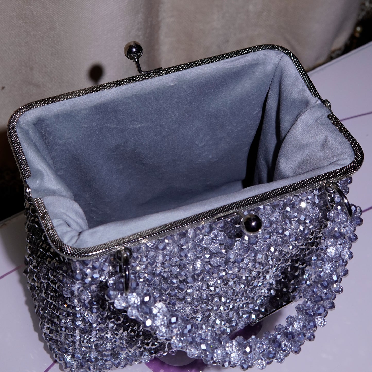 Clutch Bag, Half Crystal & Silver