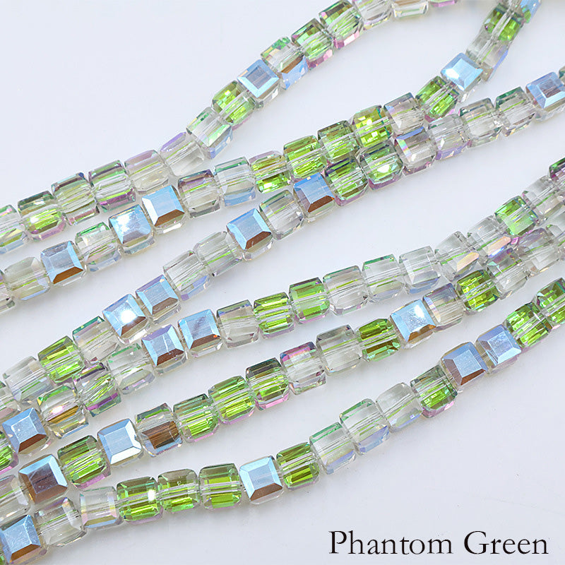 8mm Cube Crystal Beads - Half Crystal AB Series