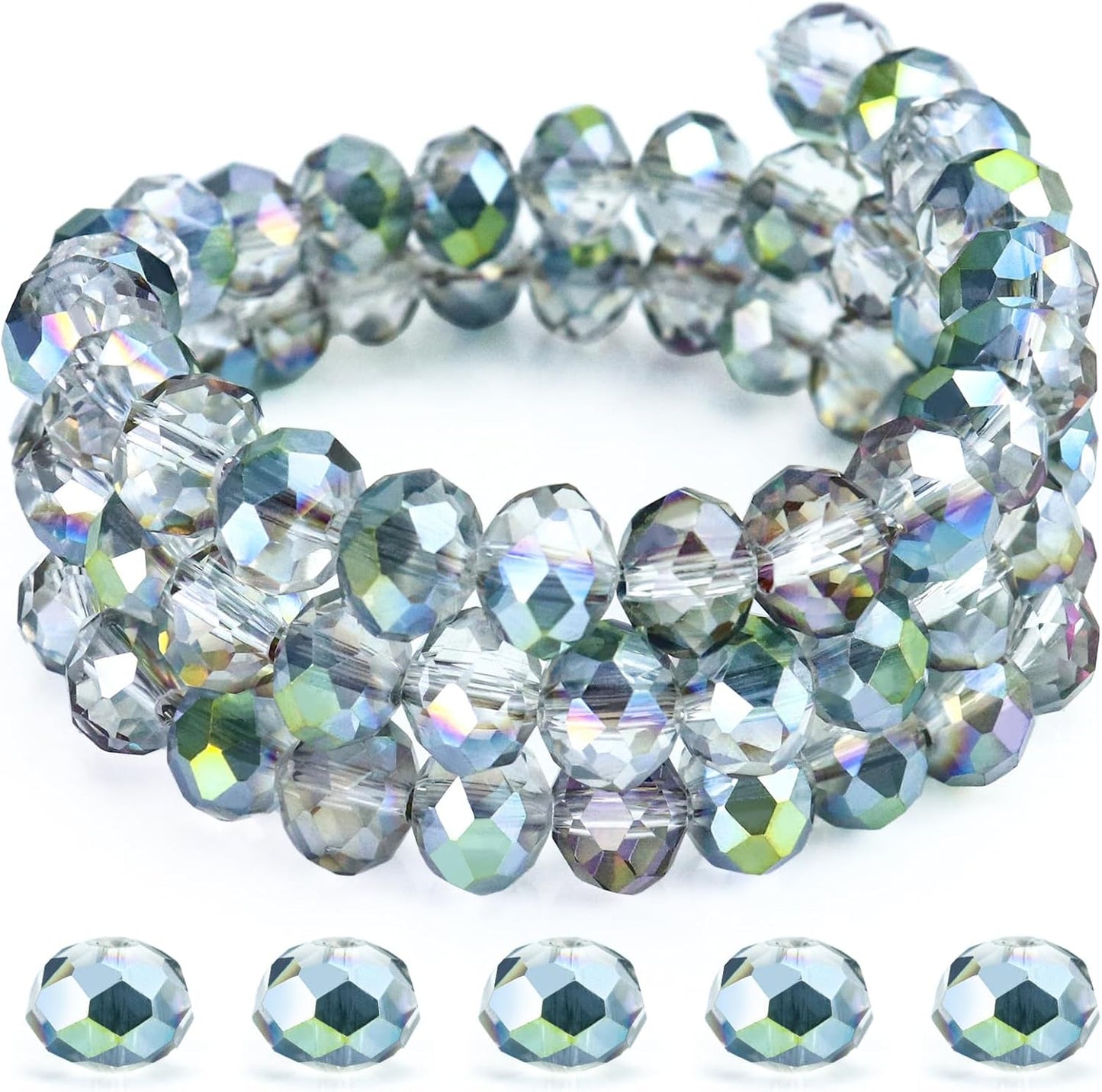 10 Strands 4/6/8mm Rondelles Briolette Beads - Colorful Crystal Series