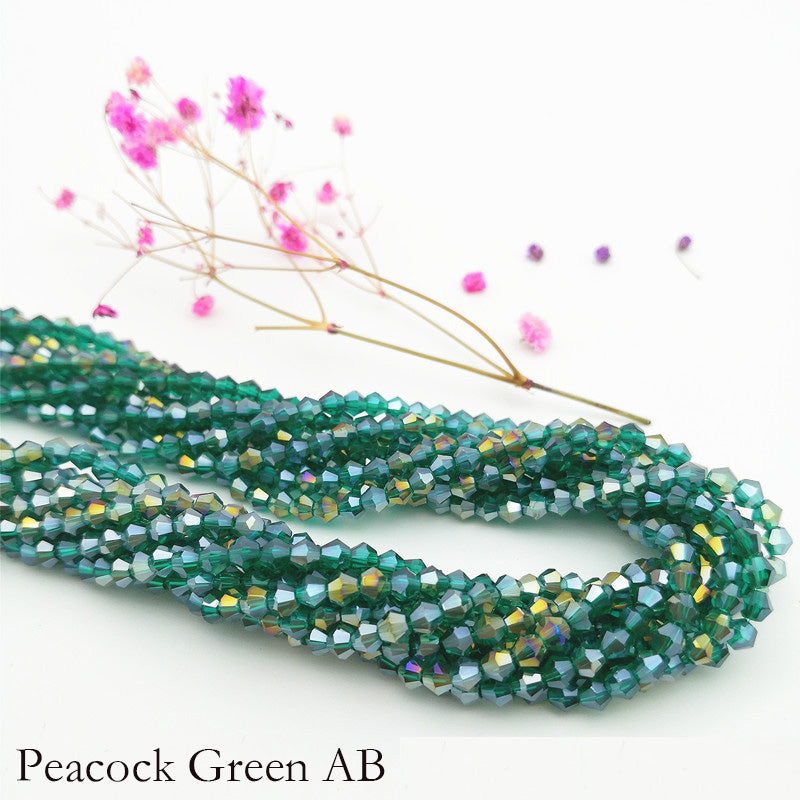 4mm Bicone Crystal Beads - Green Family