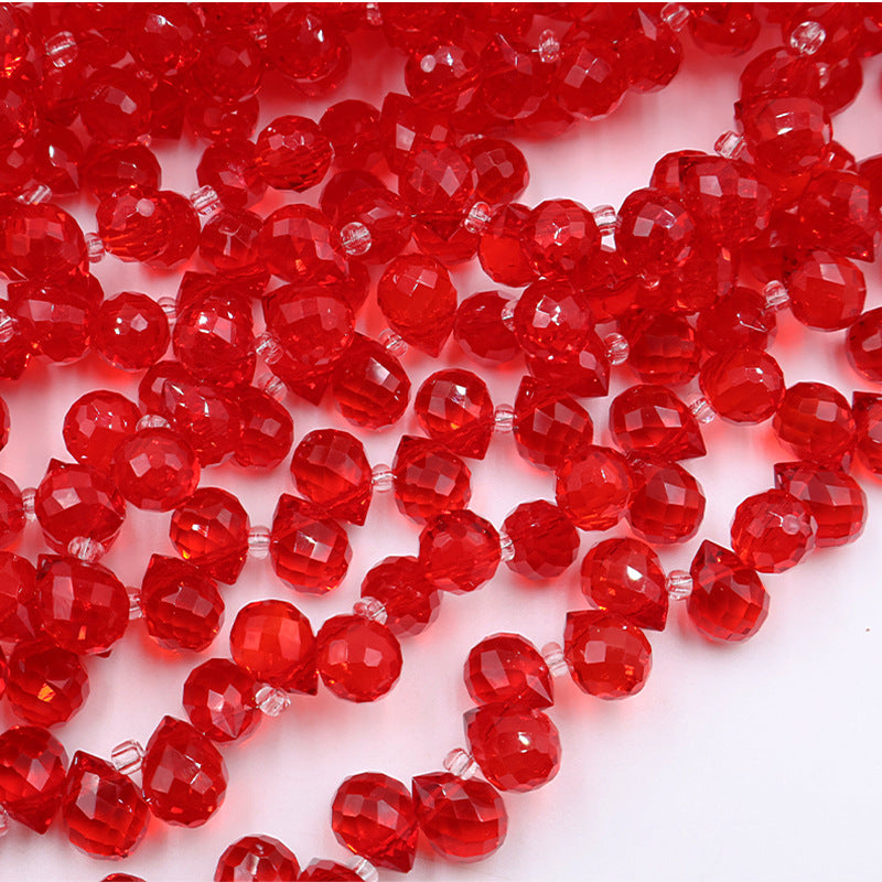 8MM Teardrop Faceted Beads - Green & Red Family