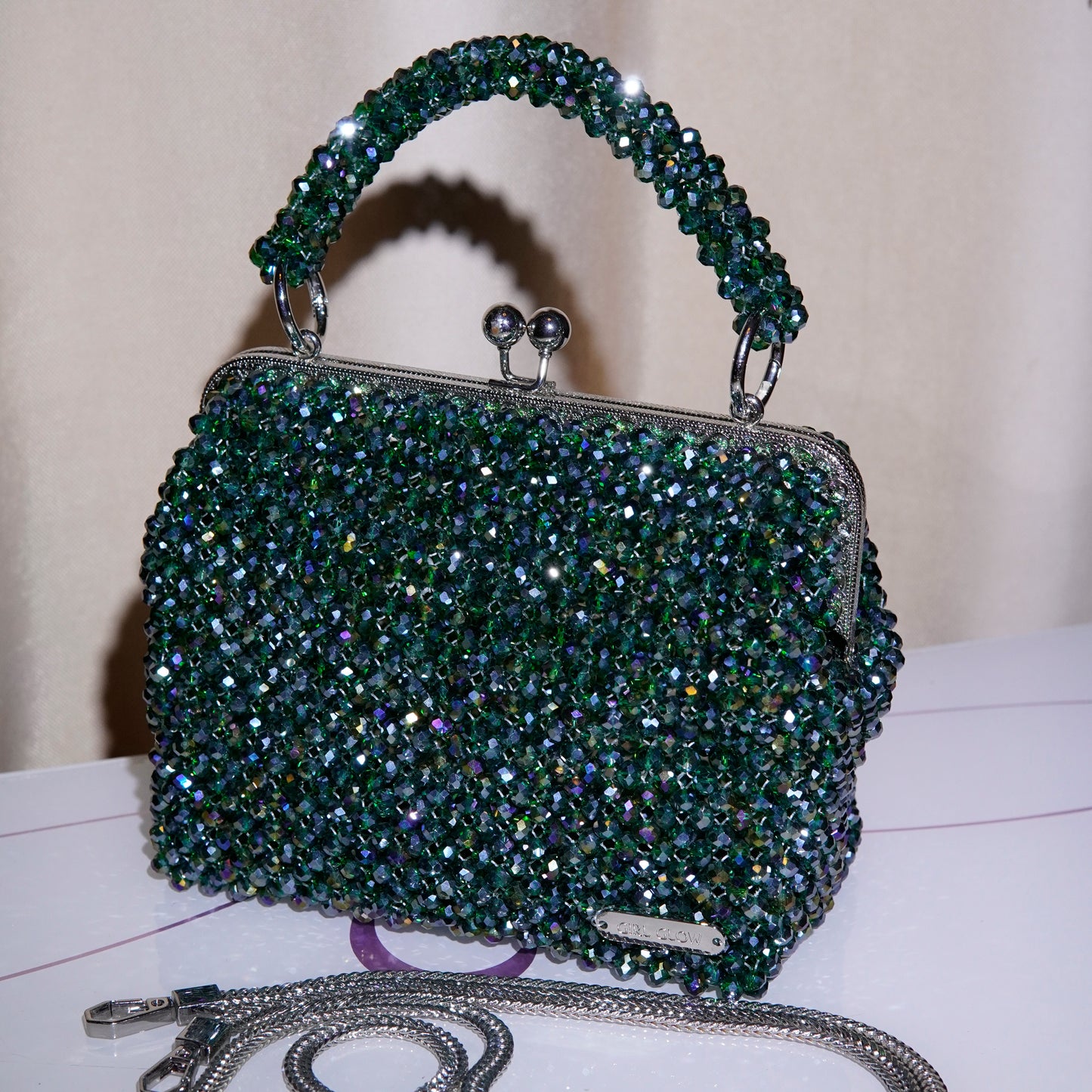 Dark Green Clutch Bag - Crystal AB Series