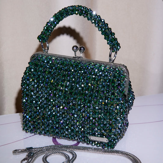 Bolso de mano verde oscuro - Serie Crystal AB