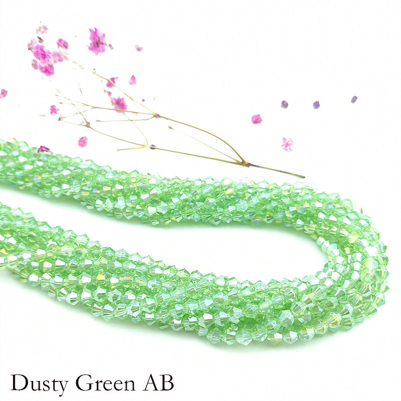 4mm Bicone Crystal Beads - Green Family