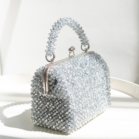 Clutch Bag, Half Crystal & Silver