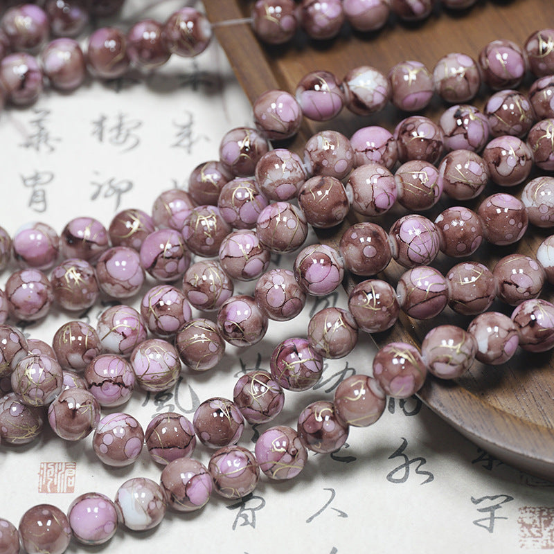 10MM Golden Thread Porcelain Beads