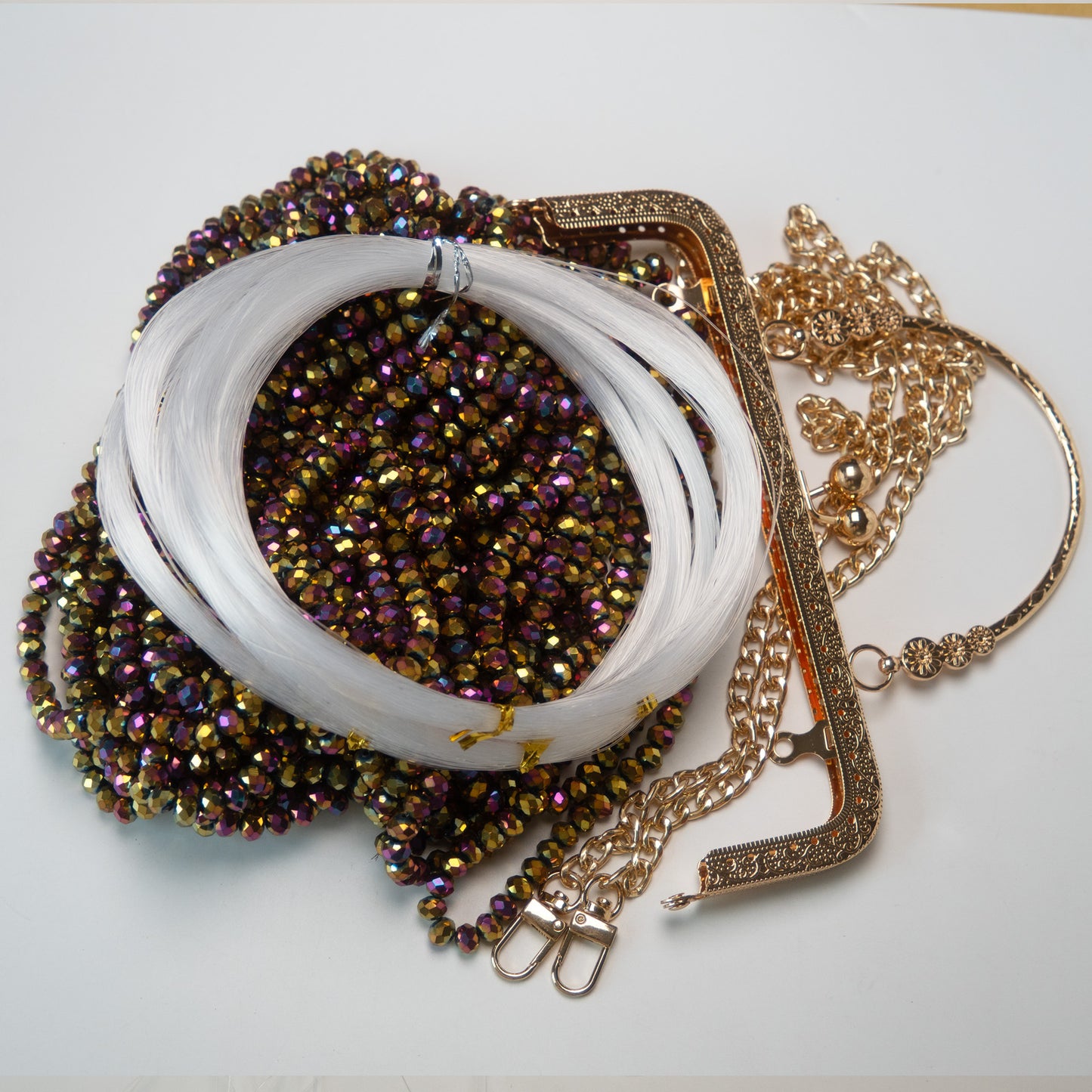 Kit 2 - Beads & Accessories for A Clutch Bag with Metal Handle