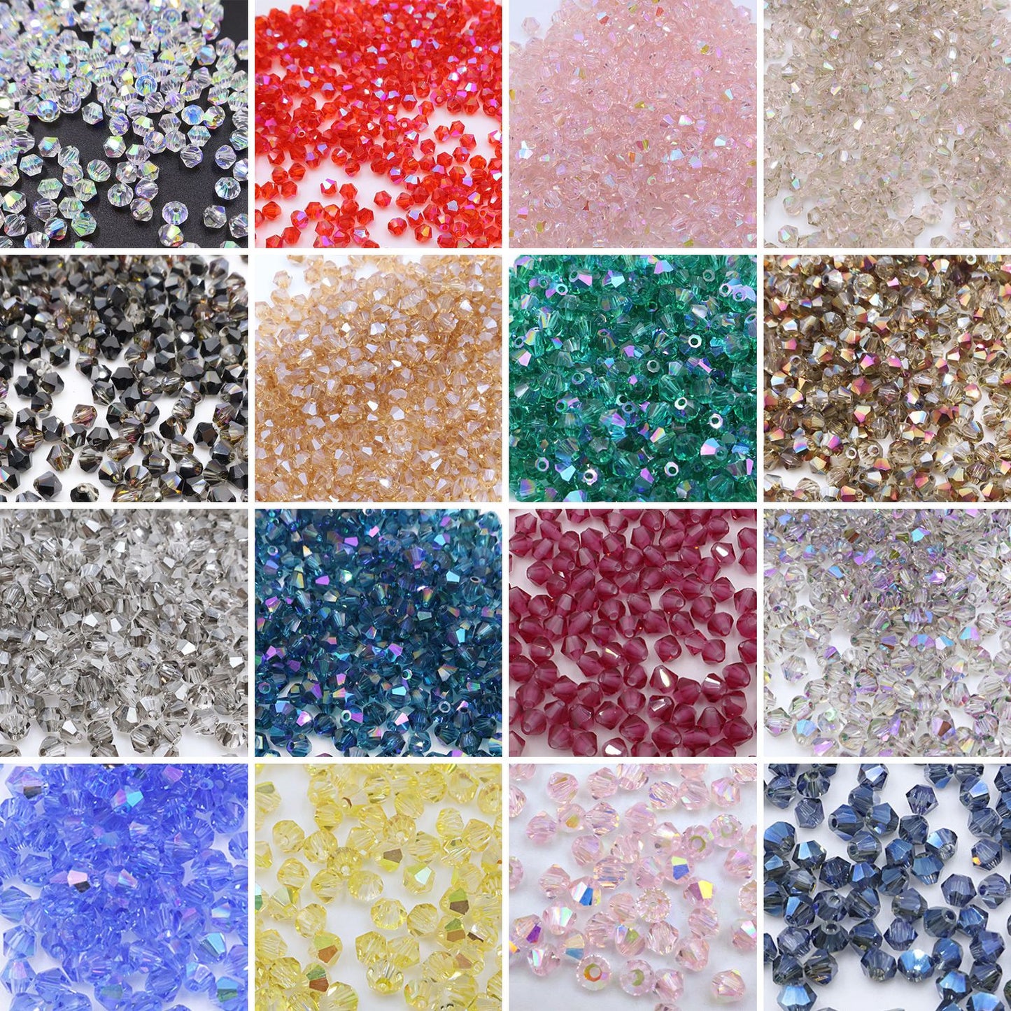 4mm Bicone Crystal Beads - Crystal AB Series