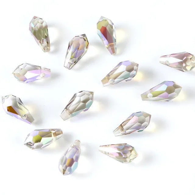 11MM Teardrop Crystal AB Faceted Beads