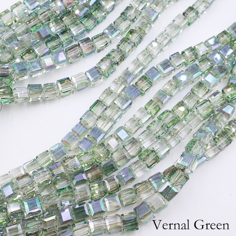 8mm Cube Crystal Beads - Half Crystal AB Series